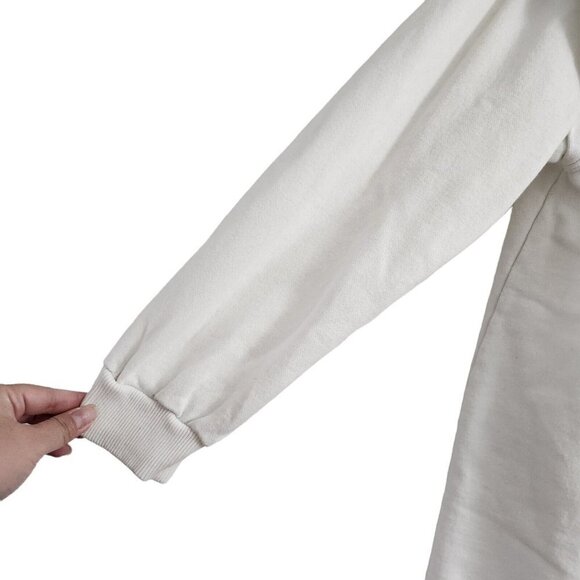 Zara Mini Dress Small White Positive Energy Season Plush Jersey Bloggers‎ Fave - Picture 4 of 9